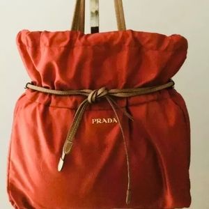 RED PRADA DRAWSTRING HOBO BAG